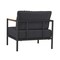 Merrick Lane Eastport Outdoor Accent Chair with Removable Plush Fabric Cushions and Teak Accented Aluminum Frame